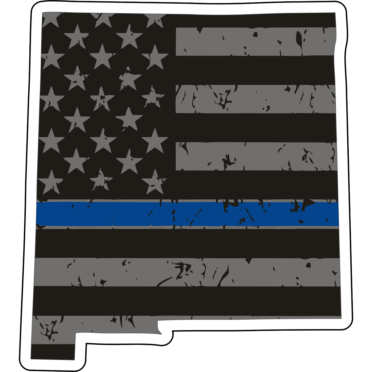 Tactical Gear Junkie Stickers New Mexico Distressed Thin Blue Line State Sticker - Choose Your State