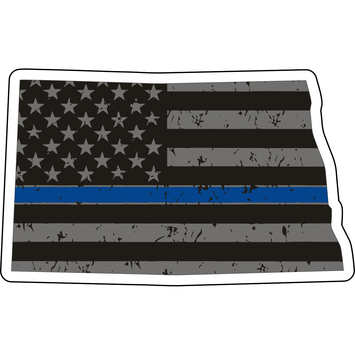 Tactical Gear Junkie Stickers North Dakota Distressed Thin Blue Line State Sticker - Choose Your State