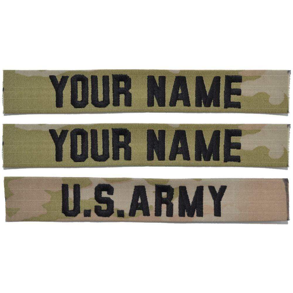 Tactical Gear Junkie Name Tapes Black 3 Piece Custom Army Name Tape Set - SEW ON - 3-Color OCP