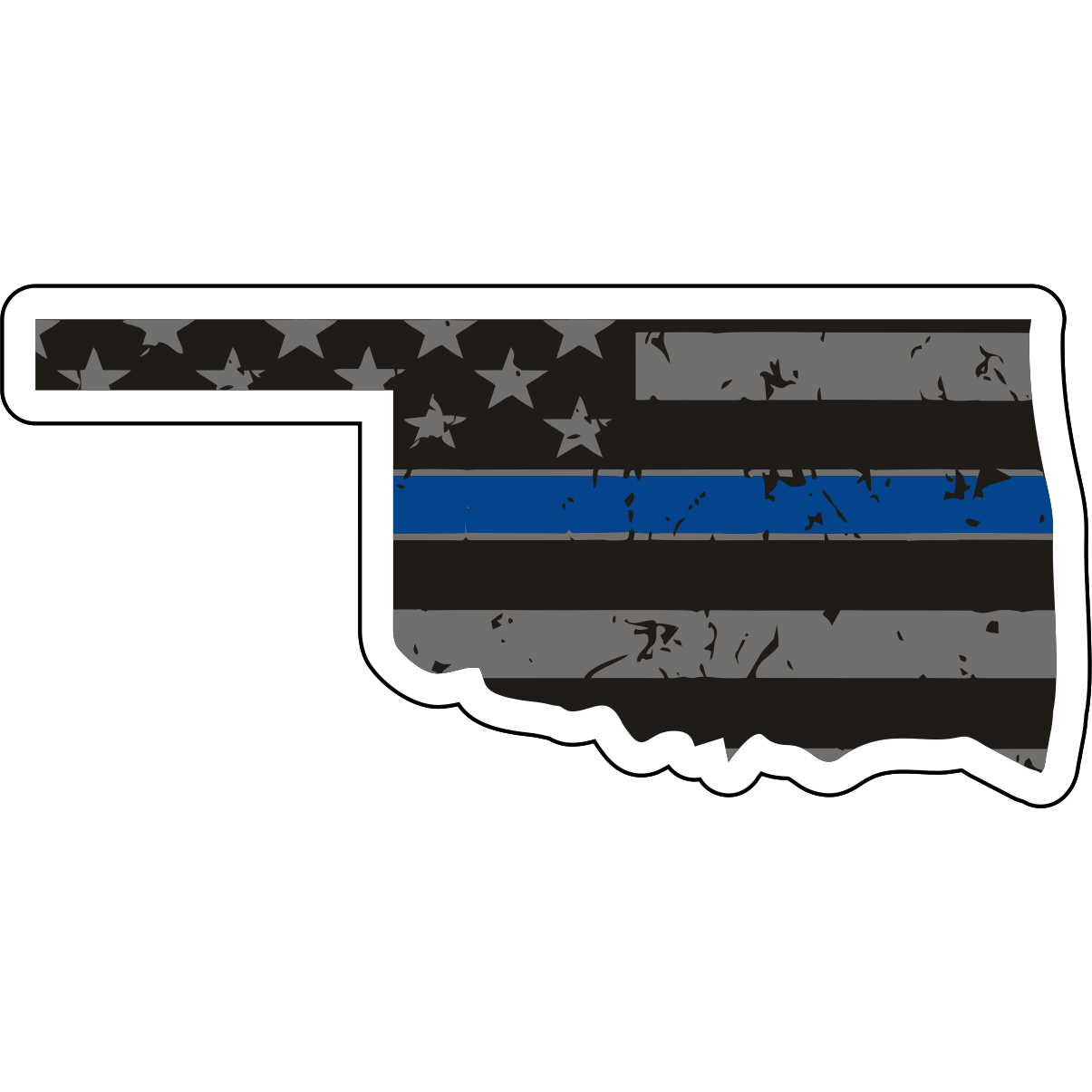 Tactical Gear Junkie Stickers Oklahoma Distressed Thin Blue Line State Sticker - Choose Your State