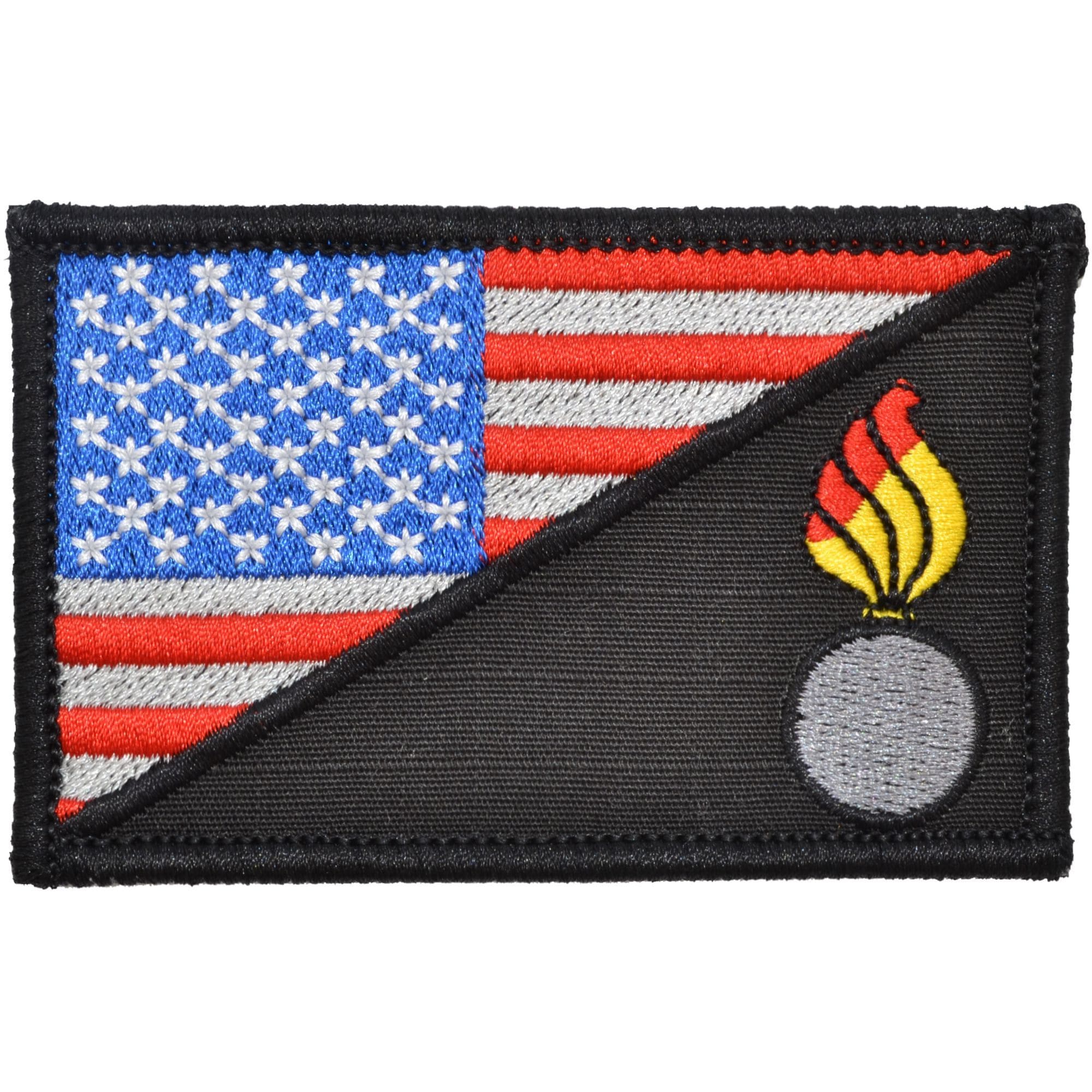 Velcro Reflective Black - White American US Flag Biker Army Patch