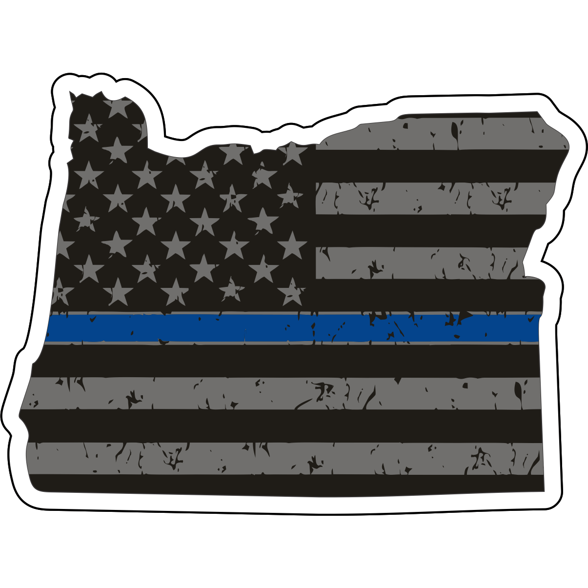 Tactical Gear Junkie Stickers Oregon Distressed Thin Blue Line State Sticker - Choose Your State