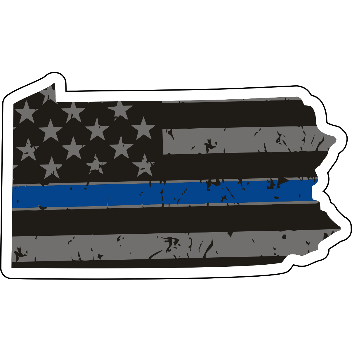 Tactical Gear Junkie Stickers Pennsylvania Distressed Thin Blue Line State Sticker - Choose Your State