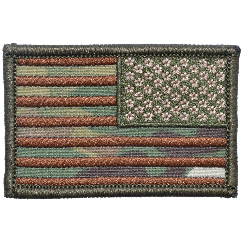 Tactical Gear Junkie Patches Right Face (Reverse) MultiCam US Camo Flag with Spice Stitching - 2x3 Patch