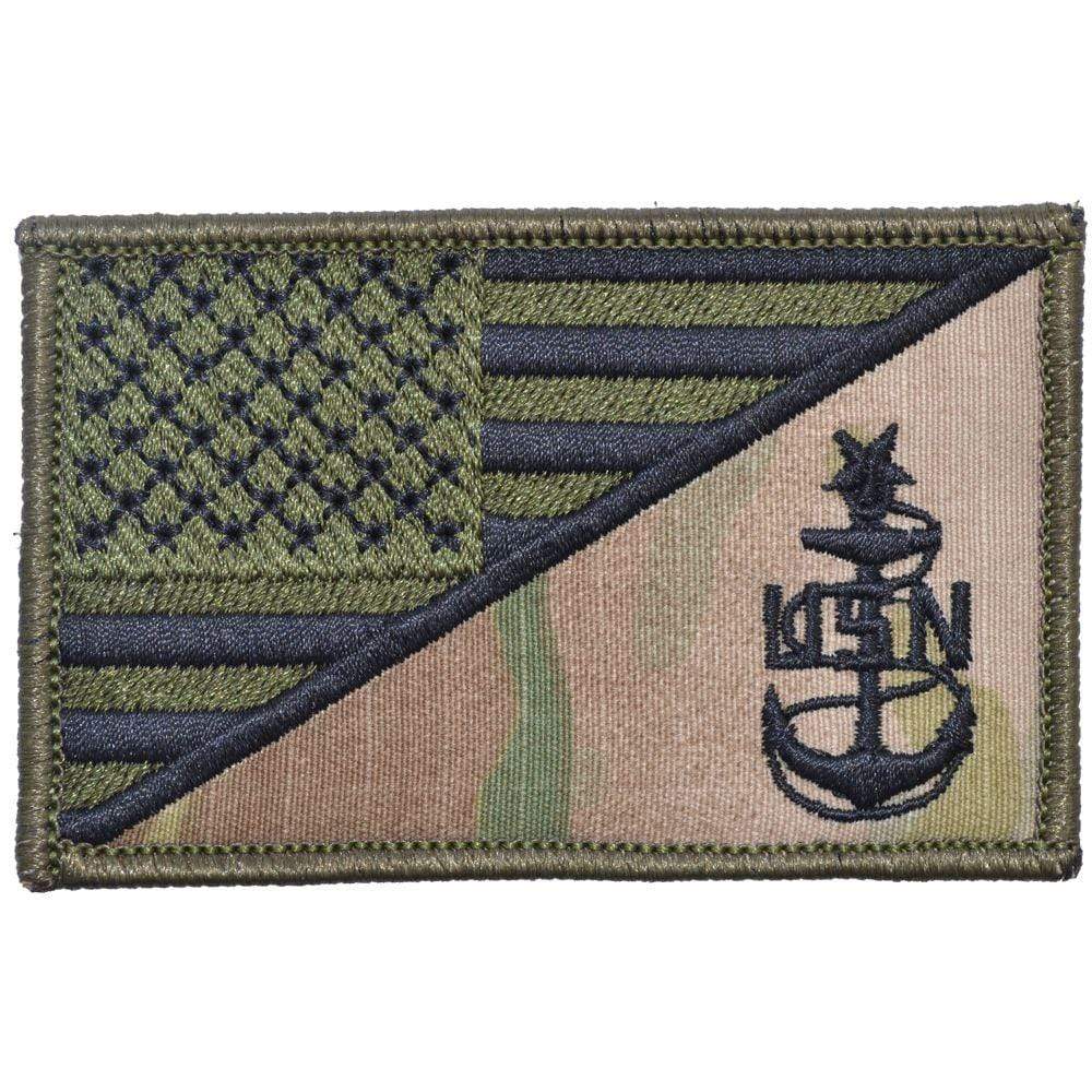 Tactical Gear Junkie Patches MultiCam Navy SCPO Senior Chief Petty Officer USA Flag - 2.25x3.5 Patch