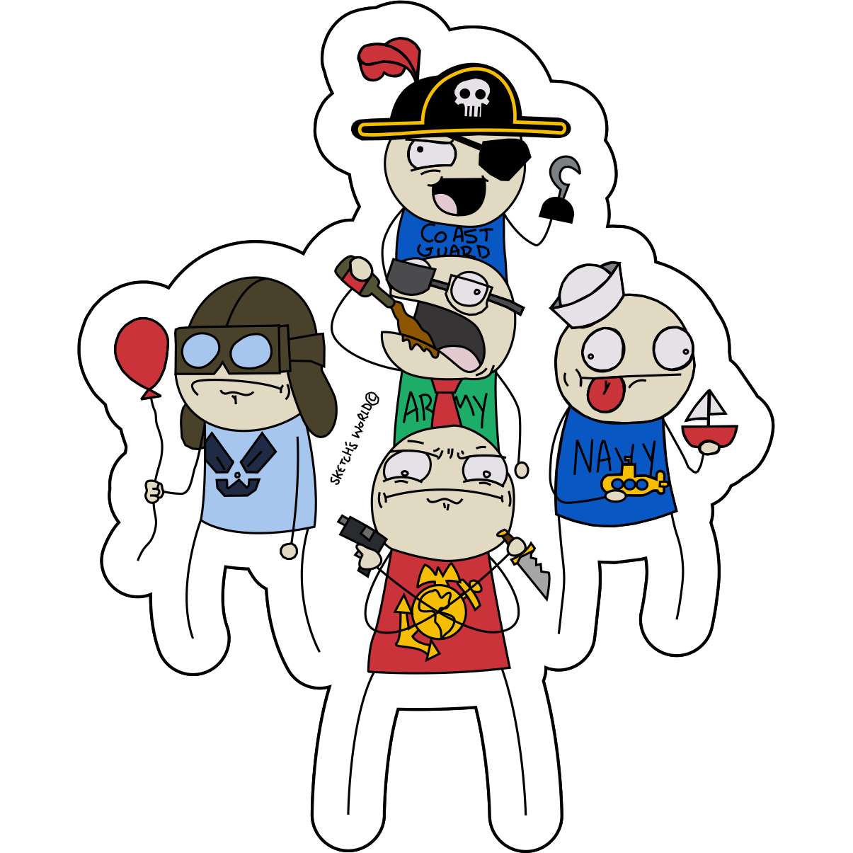 Tactical Gear Junkie Stickers Sketch's World © - 4x3.25 inch Sticker