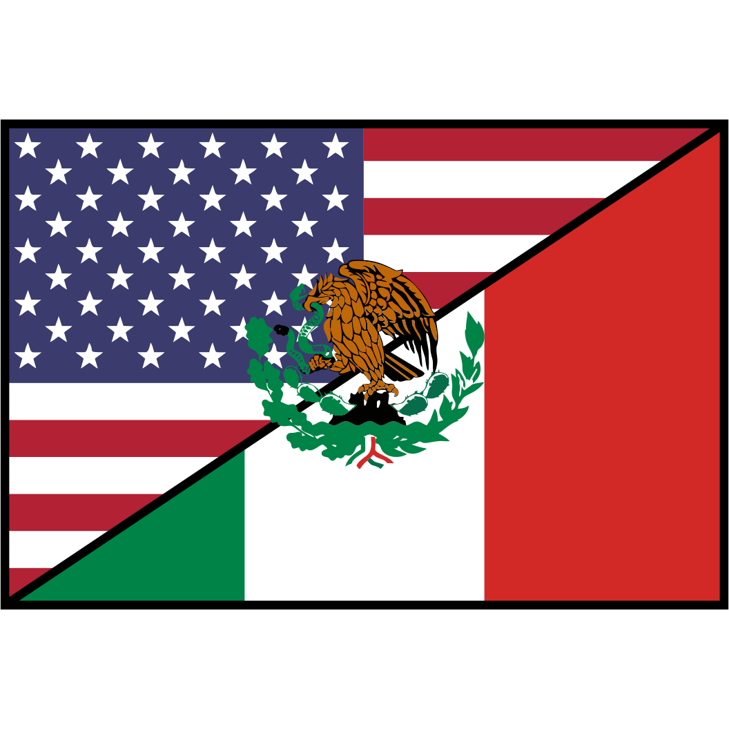US / Mexico Flag - 3.5x2.25 inch Sticker