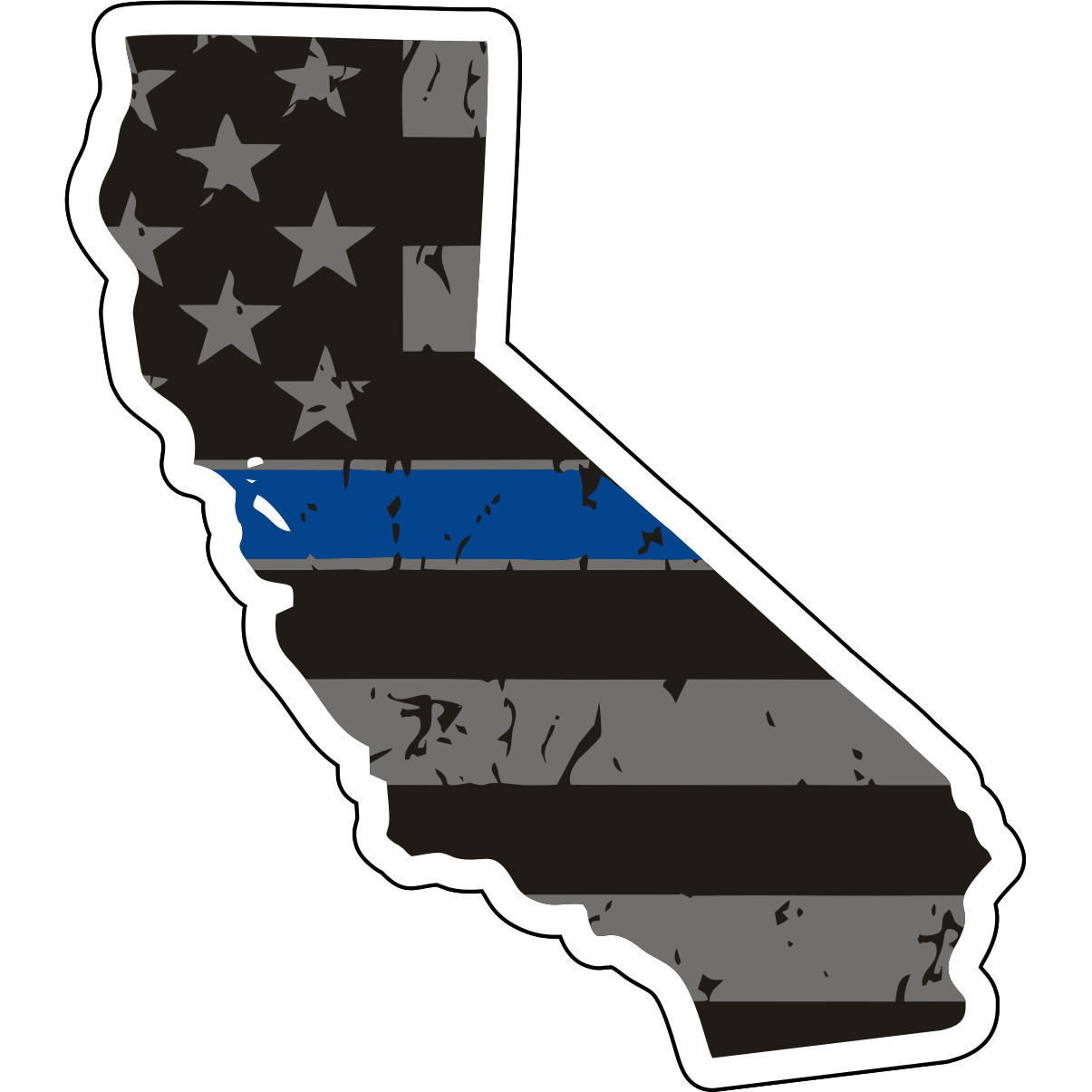 Tactical Gear Junkie Stickers California Distressed Thin Blue Line State Sticker - Choose Your State