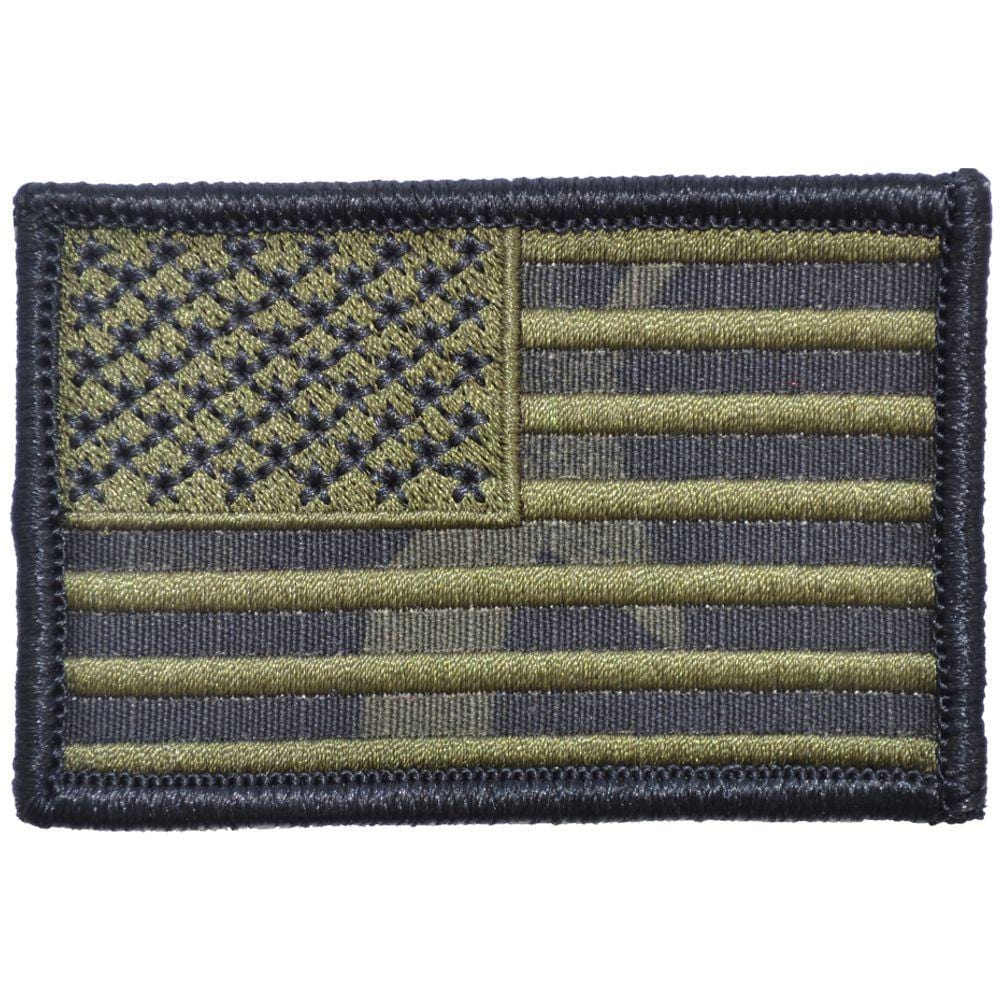 Tactical Gear Junkie Patches Left Face (Forward) Copy of USA Flag - 2x3 - Multicam BLACK w/ Olive Drab