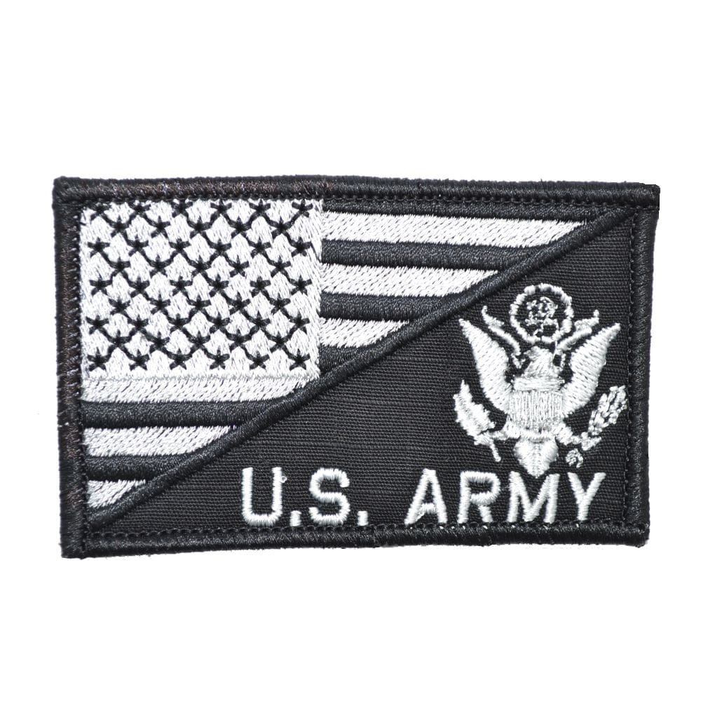 Tactical Gear Junkie Patches Black US Army Crest With Text USA Flag - 2.25x3.5 Patch