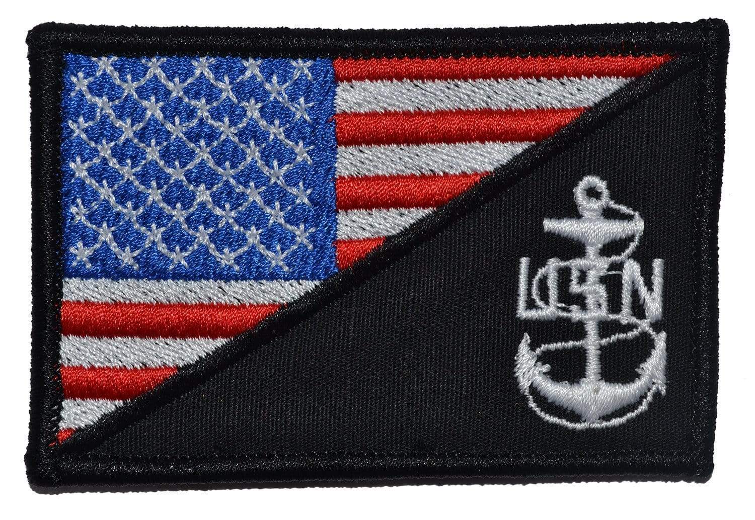 Tactical Gear Junkie Patches Full Color Navy Chief Petty Officer Anchor USA Flag - 2.25x3.5 Patch