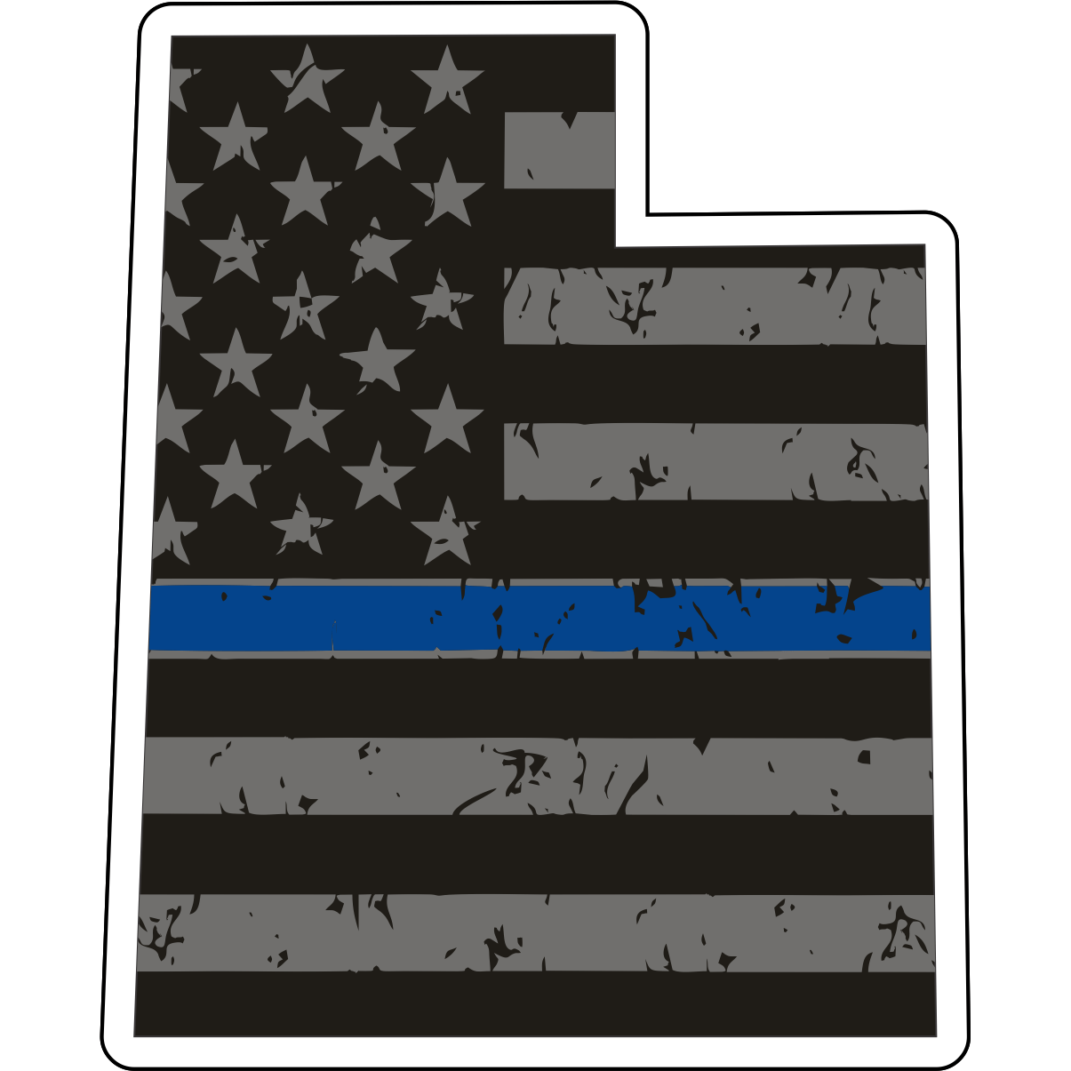 Tactical Gear Junkie Stickers Utah Distressed Thin Blue Line State Sticker - Choose Your State