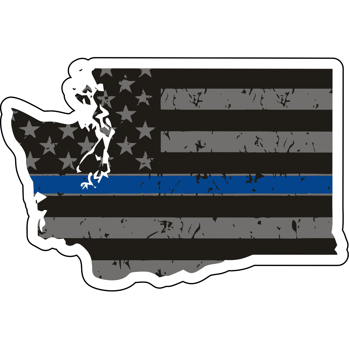 Tactical Gear Junkie Stickers Washington Distressed Thin Blue Line State Sticker - Choose Your State