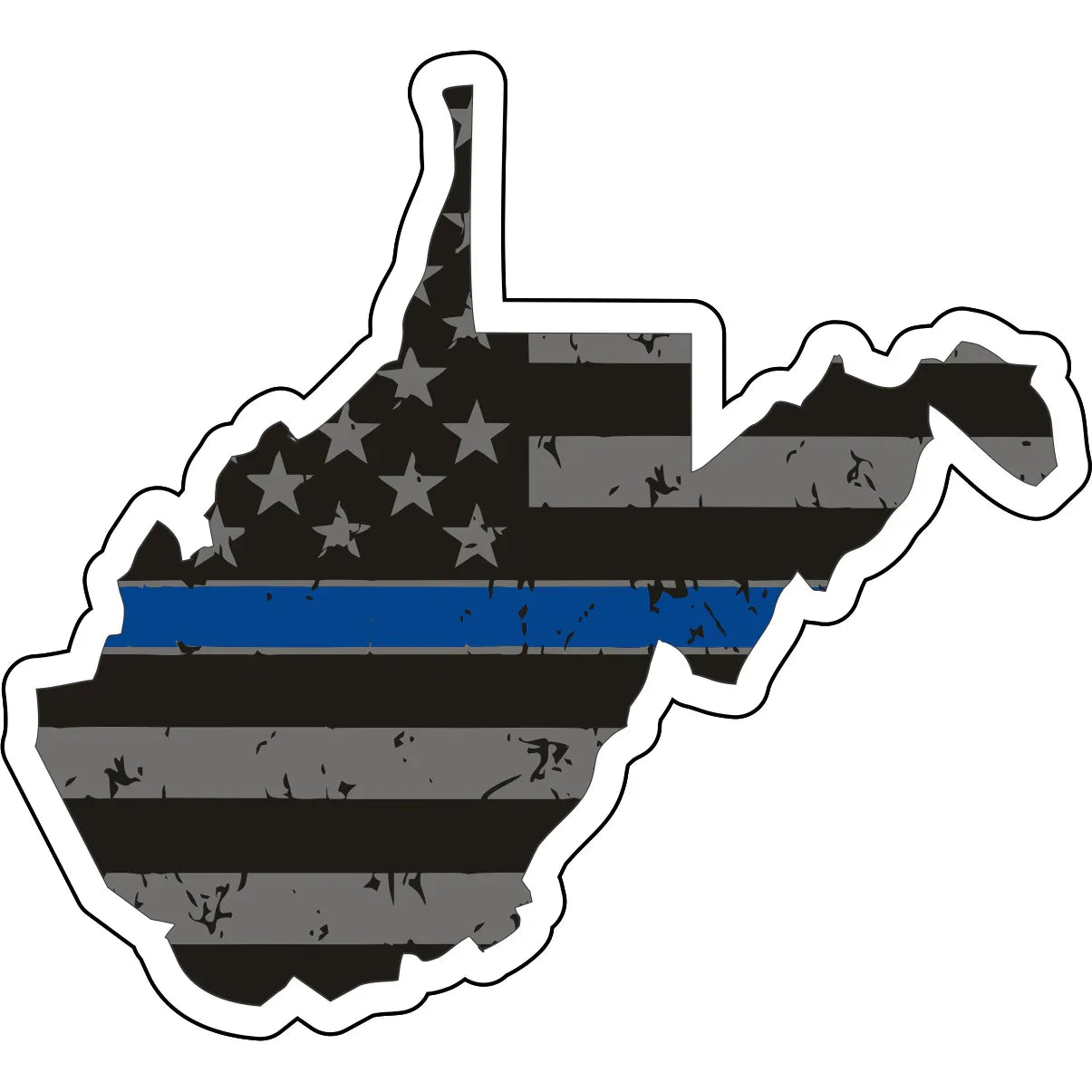 Tactical Gear Junkie Stickers West Virginia Distressed Thin Blue Line State Sticker - Choose Your State