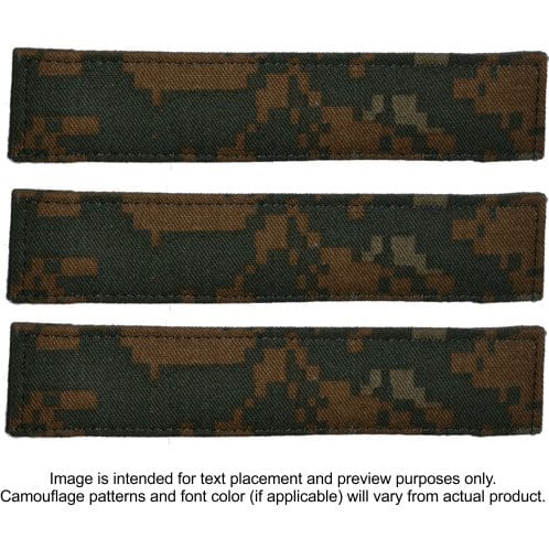 Tactical Gear Junkie Name Tapes 3 Piece Custom Name Tape Set w/ Hook Fastener Backing - Woodland Marpat