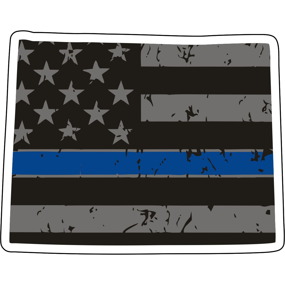 Tactical Gear Junkie Stickers Wyoming Distressed Thin Blue Line State Sticker - Choose Your State