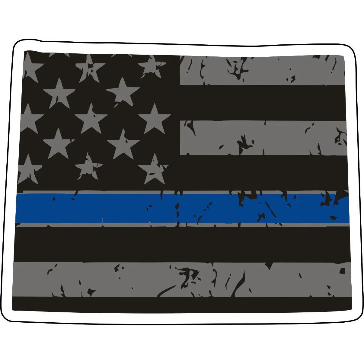 Tactical Gear Junkie Stickers Wyoming Distressed Thin Blue Line State Sticker - Choose Your State
