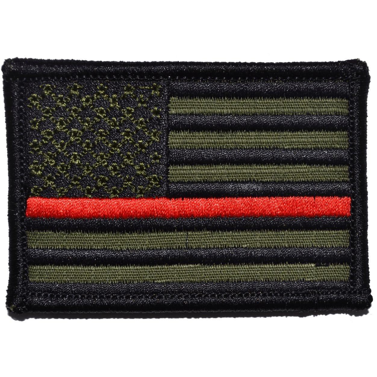 Tactical Gear Junkie Patches Olive Drab Thin Red Line Firefighter American Flag - 2x3 Hat Patch