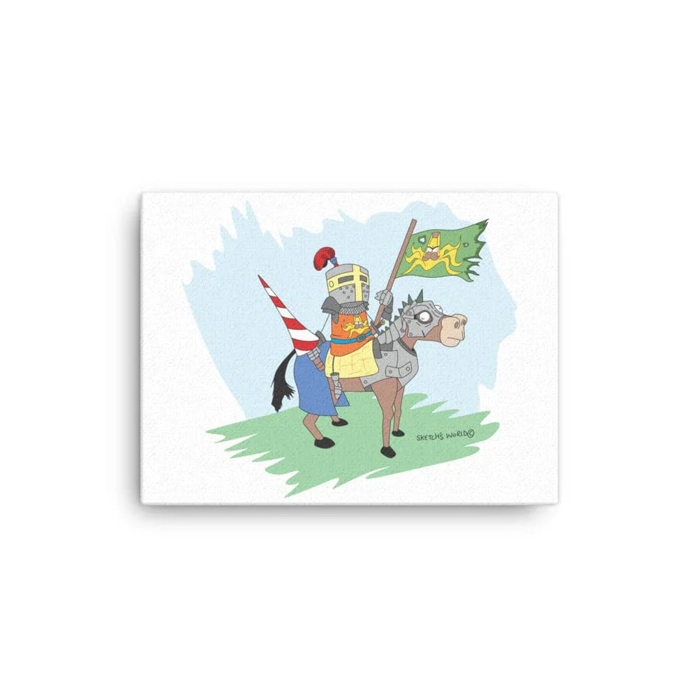 Tactical Gear Junkie 12″×16″ Sketch's World © Officially Licensed - Knight on Horse Canvas Print
