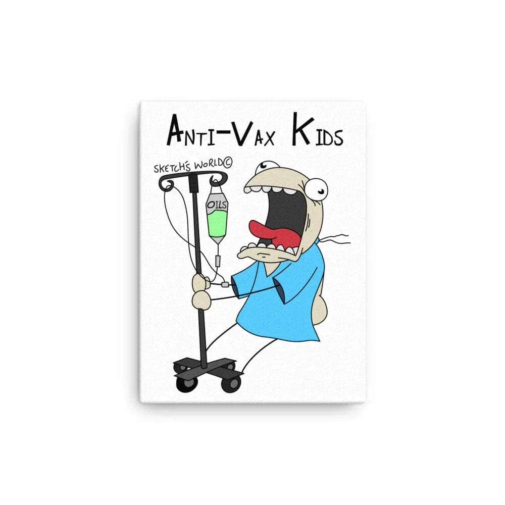 Tactical Gear Junkie 12″×16″ Sketch's World © Officially Licensed - Anti-Vax Kids Canvas Print