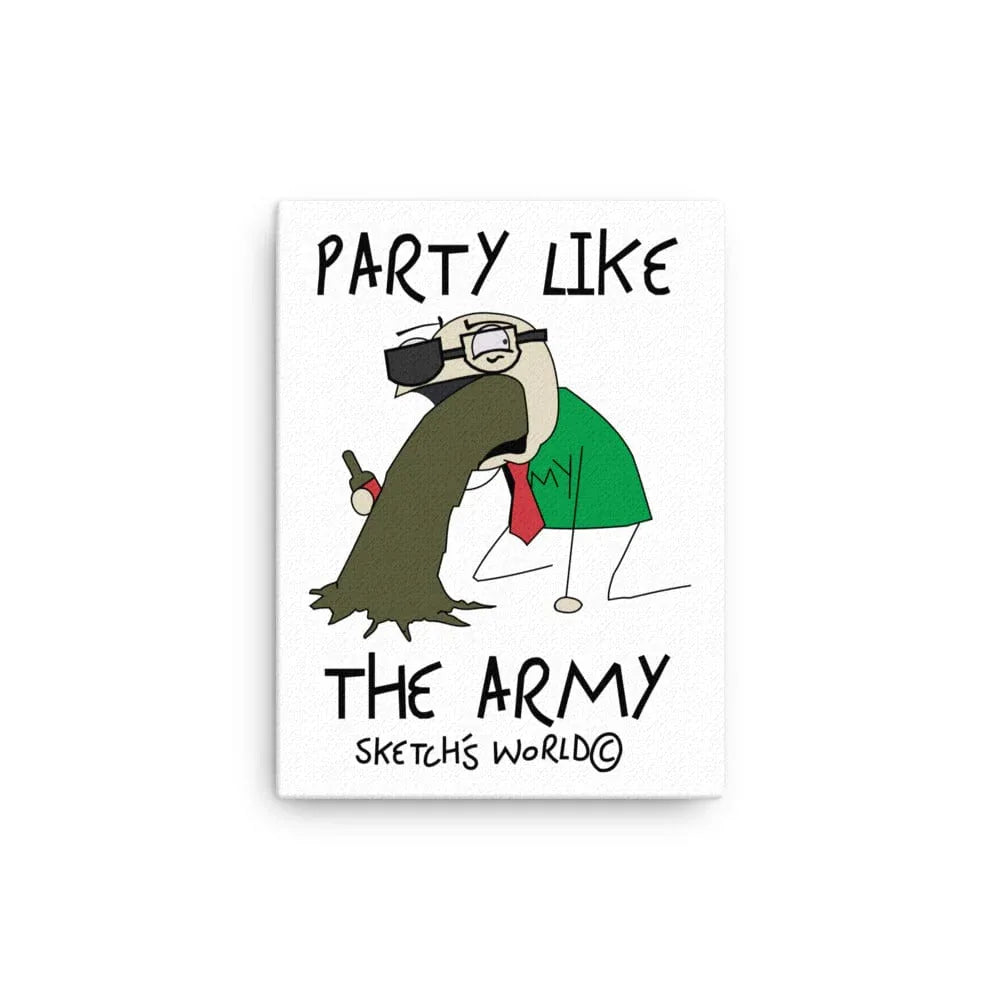 Tactical Gear Junkie 12″×16″ Sketch's World © Officially Licensed - Party Like the Army Canvas Print