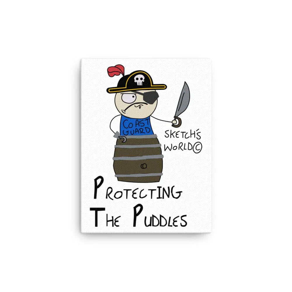 Tactical Gear Junkie 12″×16″ Sketch's World © Officially Licensed - Protecting the Puddles Coast Guard Canvas Print