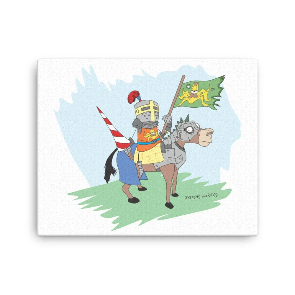 Tactical Gear Junkie 16″×20″ Sketch's World © Officially Licensed - Knight on Horse Canvas Print