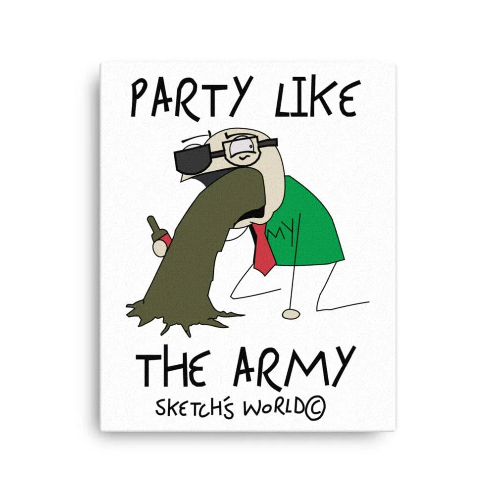 Tactical Gear Junkie 16″×20″ Sketch's World © Officially Licensed - Party Like the Army Canvas Print