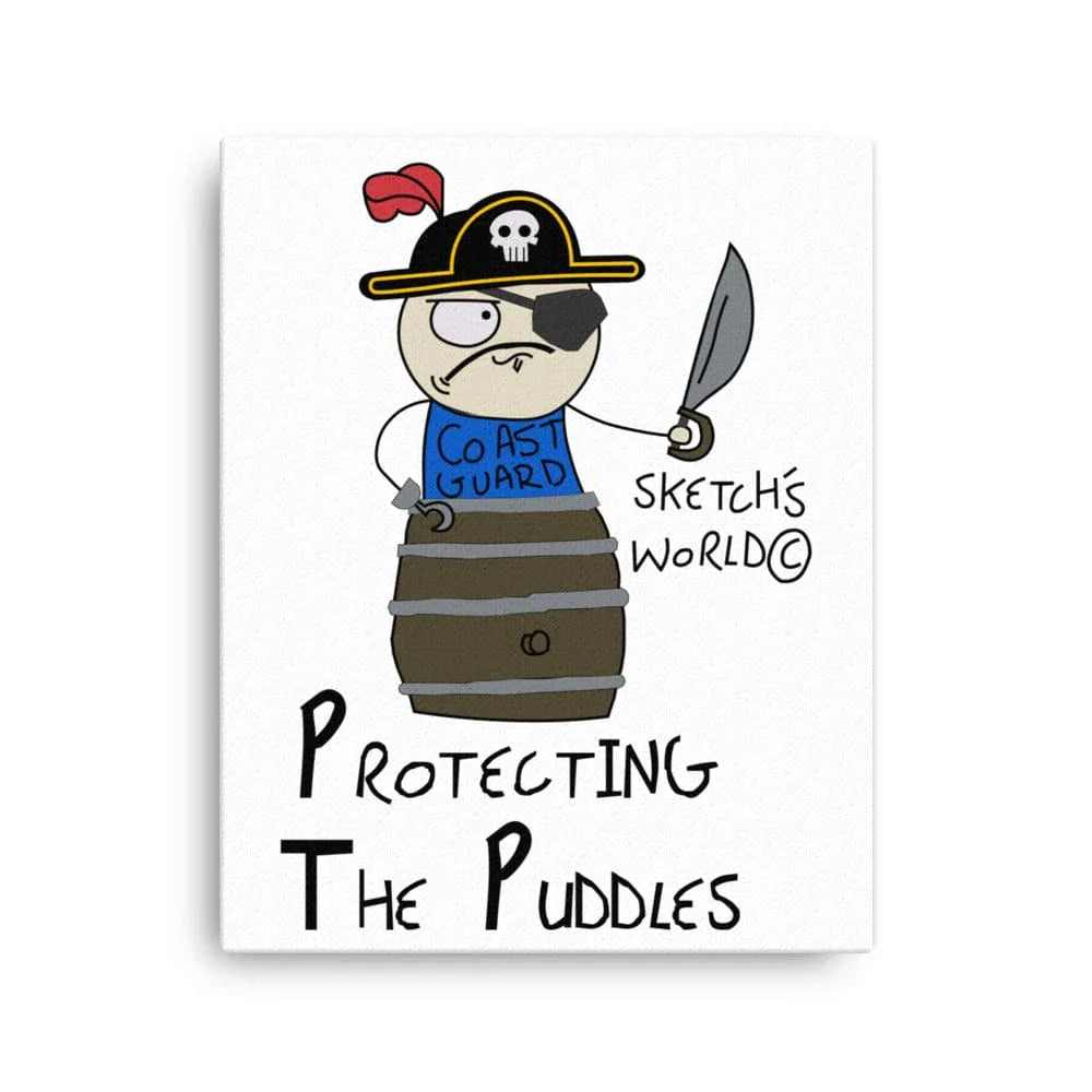 Tactical Gear Junkie 16″×20″ Sketch's World © Officially Licensed - Protecting the Puddles Coast Guard Canvas Print