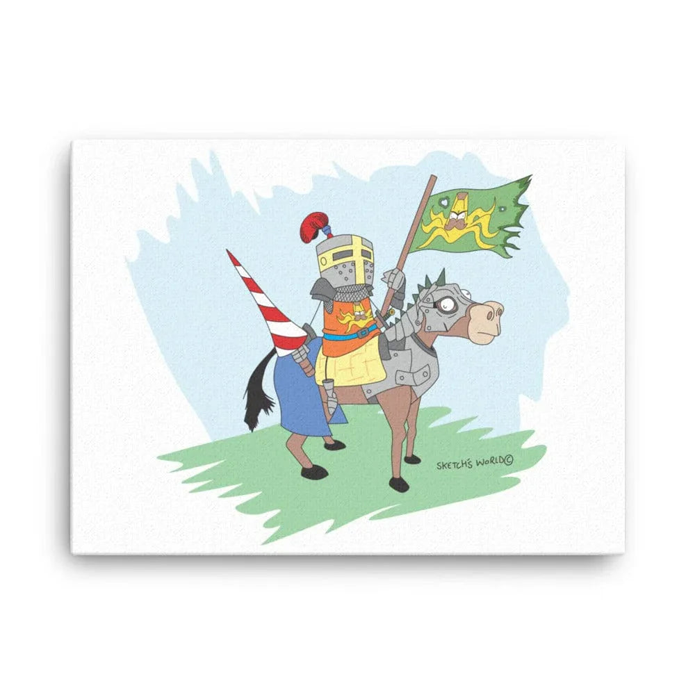 Tactical Gear Junkie 18″×24″ Sketch's World © Officially Licensed - Knight on Horse Canvas Print