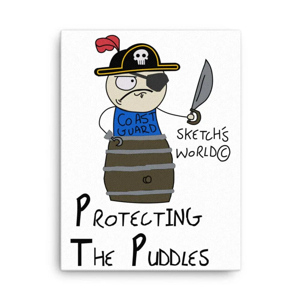 Tactical Gear Junkie 18″×24″ Sketch's World © Officially Licensed - Protecting the Puddles Coast Guard Canvas Print