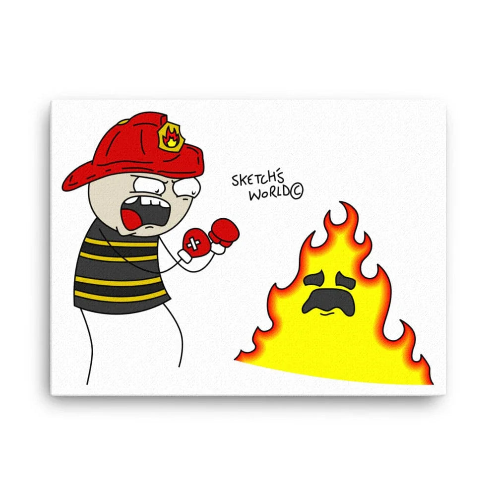 Tactical Gear Junkie 18″×24″ Sketch's World © Officially Licensed - Firefighter Canvas Print