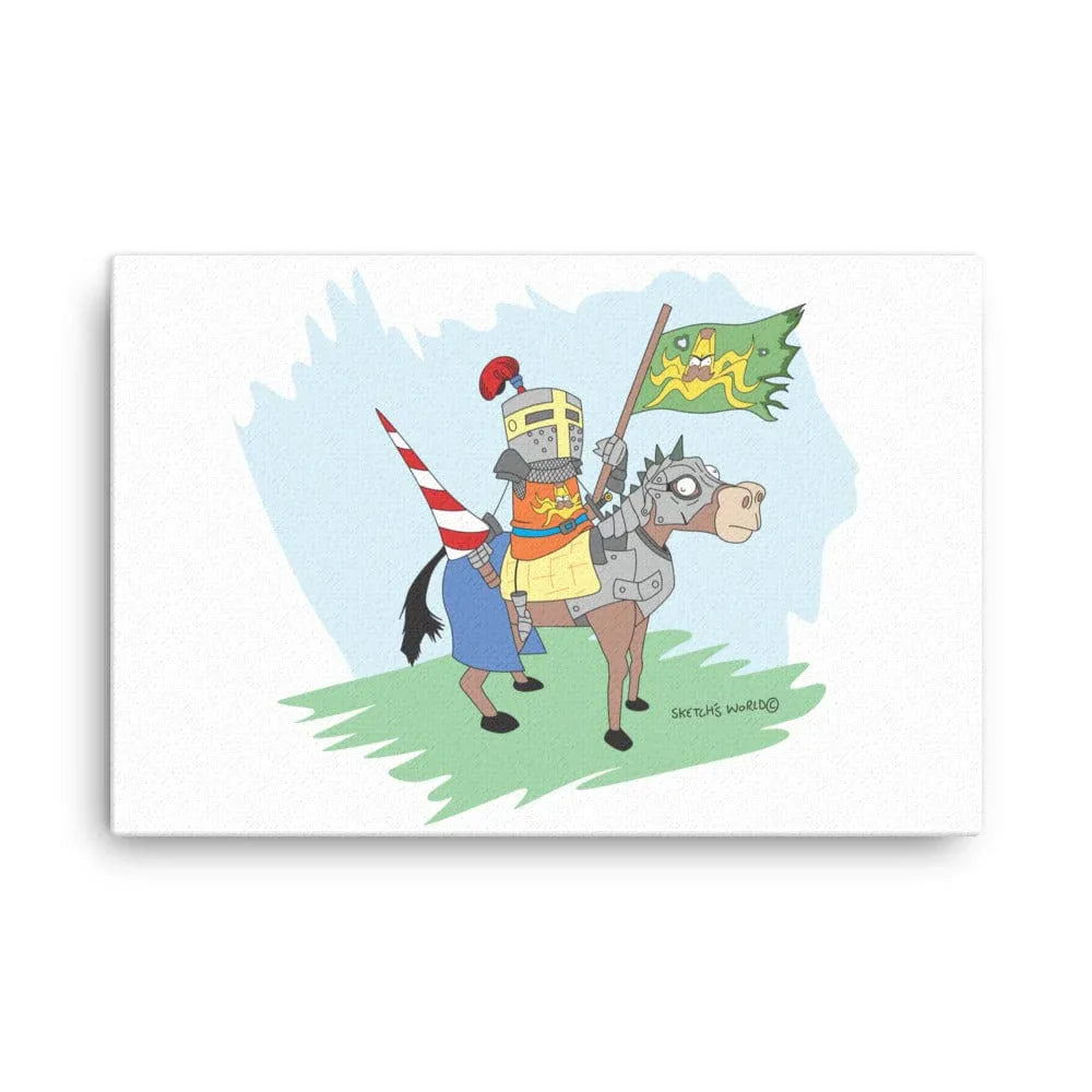 Tactical Gear Junkie 24″×36″ Sketch's World © Officially Licensed - Knight on Horse Canvas Print