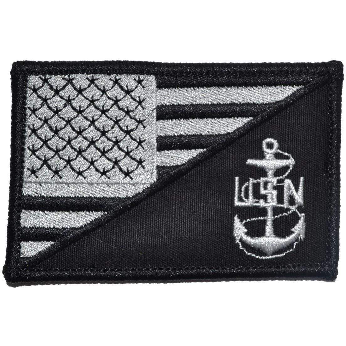 Tactical Gear Junkie Patches Black Navy Chief Petty Officer Anchor USA Flag - 2.25x3.5 Patch