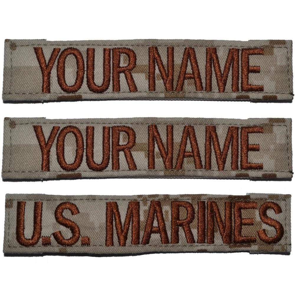 Tactical Gear Junkie Name Tapes 3 Piece Custom Name Tape Set w/ Hook Fastener Backing - Desert Marpat