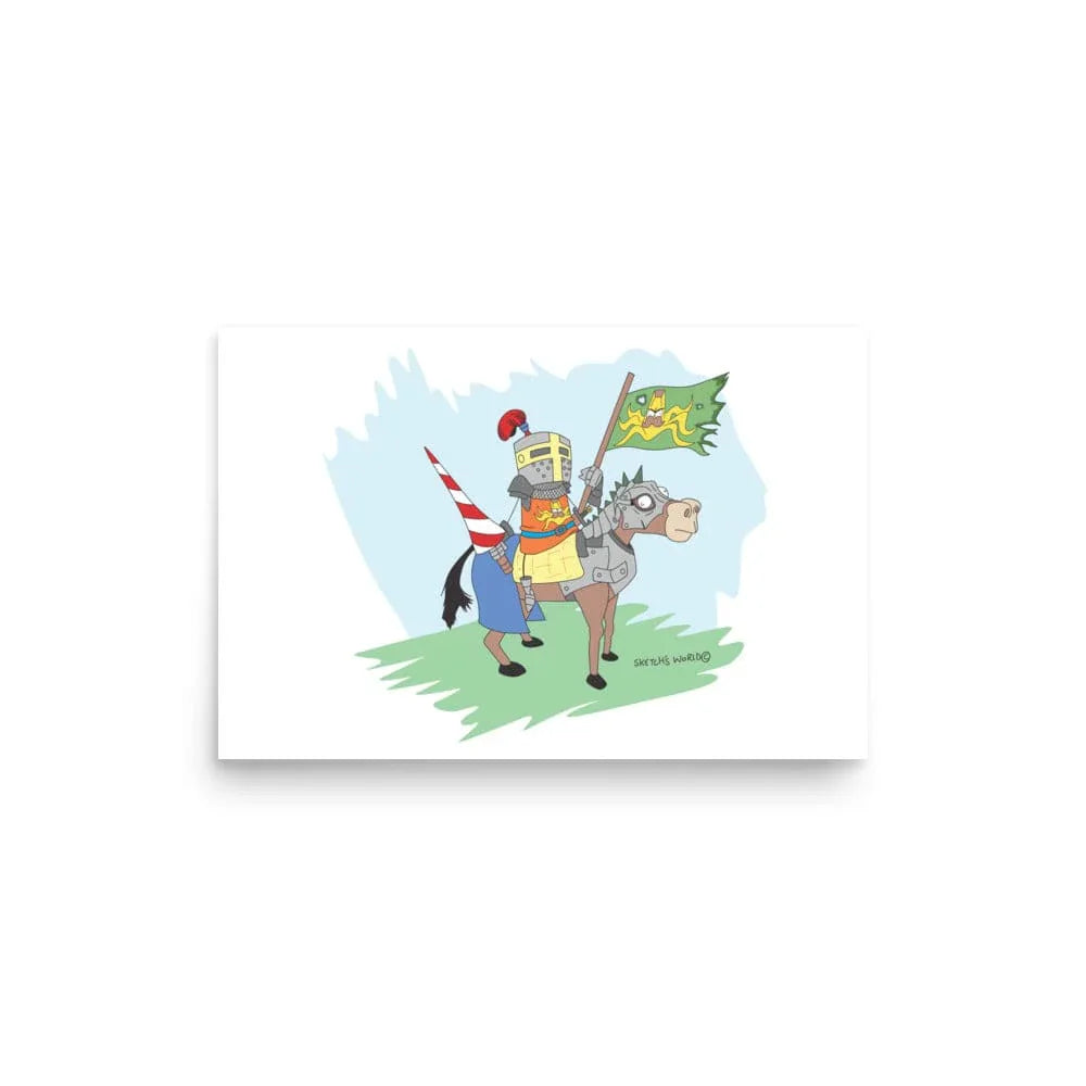 Tactical Gear Junkie 12″×18″ Sketch's World © Officially Licensed - Knight on Horse Poster