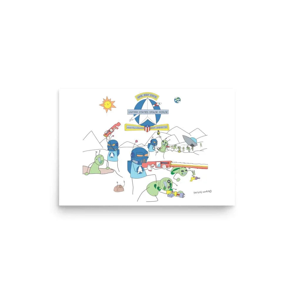Tactical Gear Junkie 12″×18″ Sketch's World © Officially Licensed - Space Force & Aliens Poster
