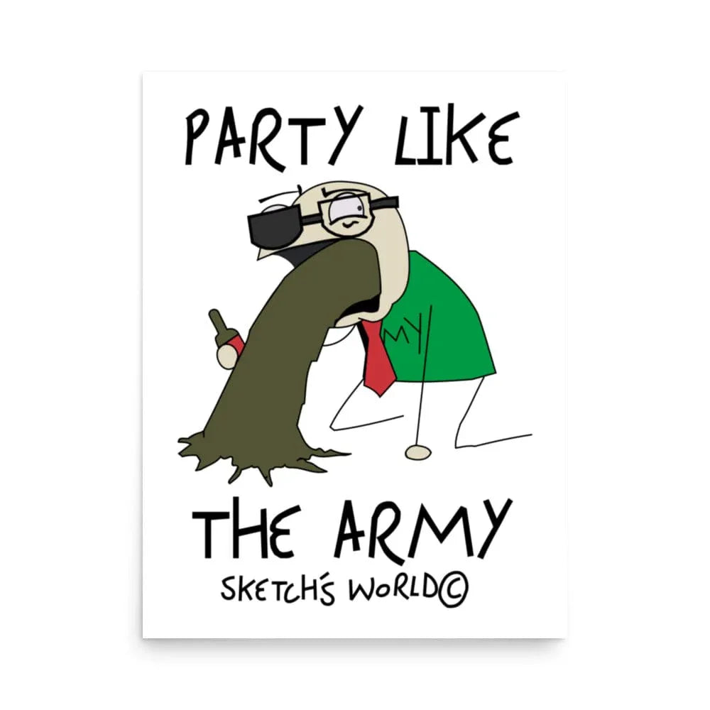 Tactical Gear Junkie 18″×24″ Sketch's World © Officially Licensed - Party Like the Army Poster