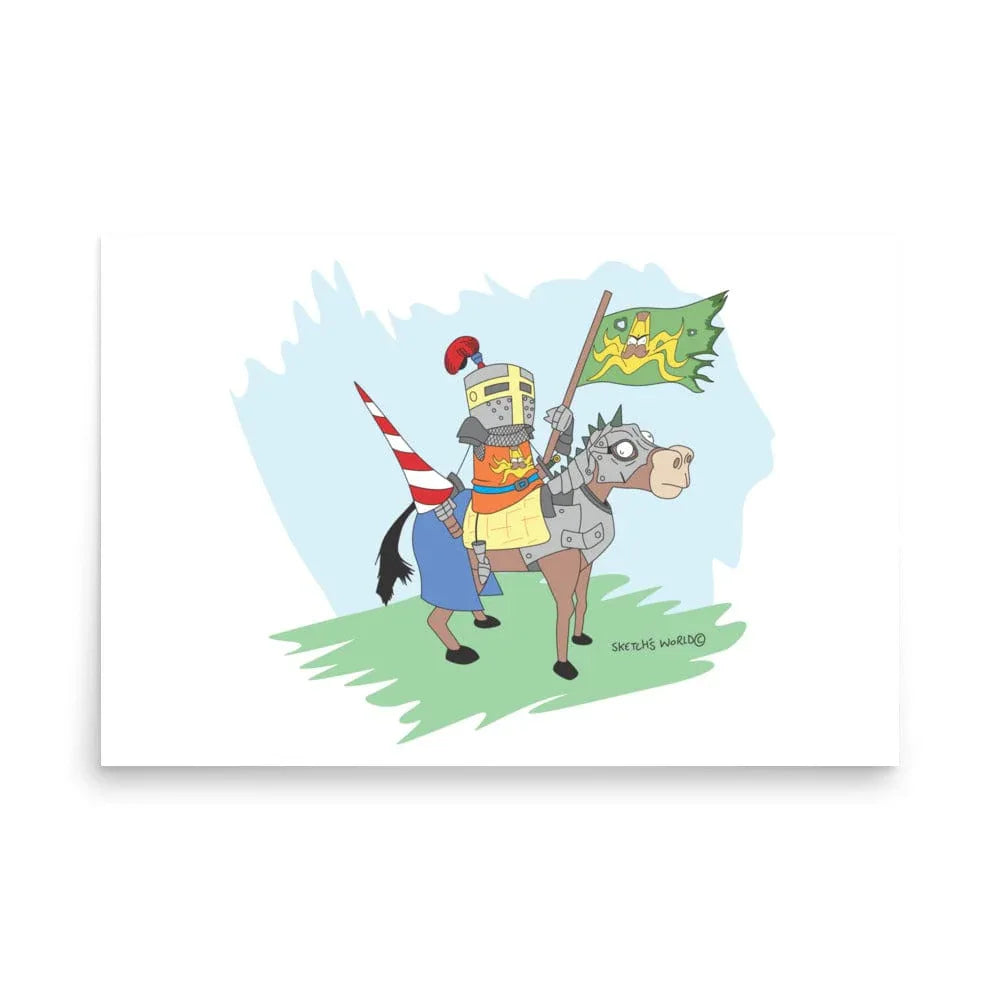 Tactical Gear Junkie 24″×36″ Sketch's World © Officially Licensed - Knight on Horse Poster