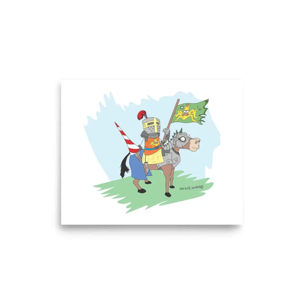 Tactical Gear Junkie 8″×10″ Sketch's World © Officially Licensed - Knight on Horse Poster