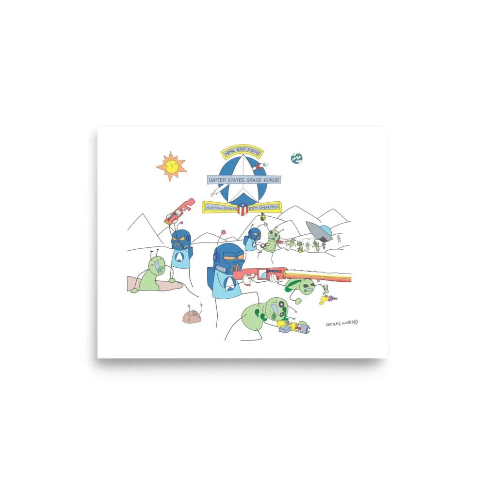 Tactical Gear Junkie 8″×10″ Sketch's World © Officially Licensed - Space Force & Aliens Poster