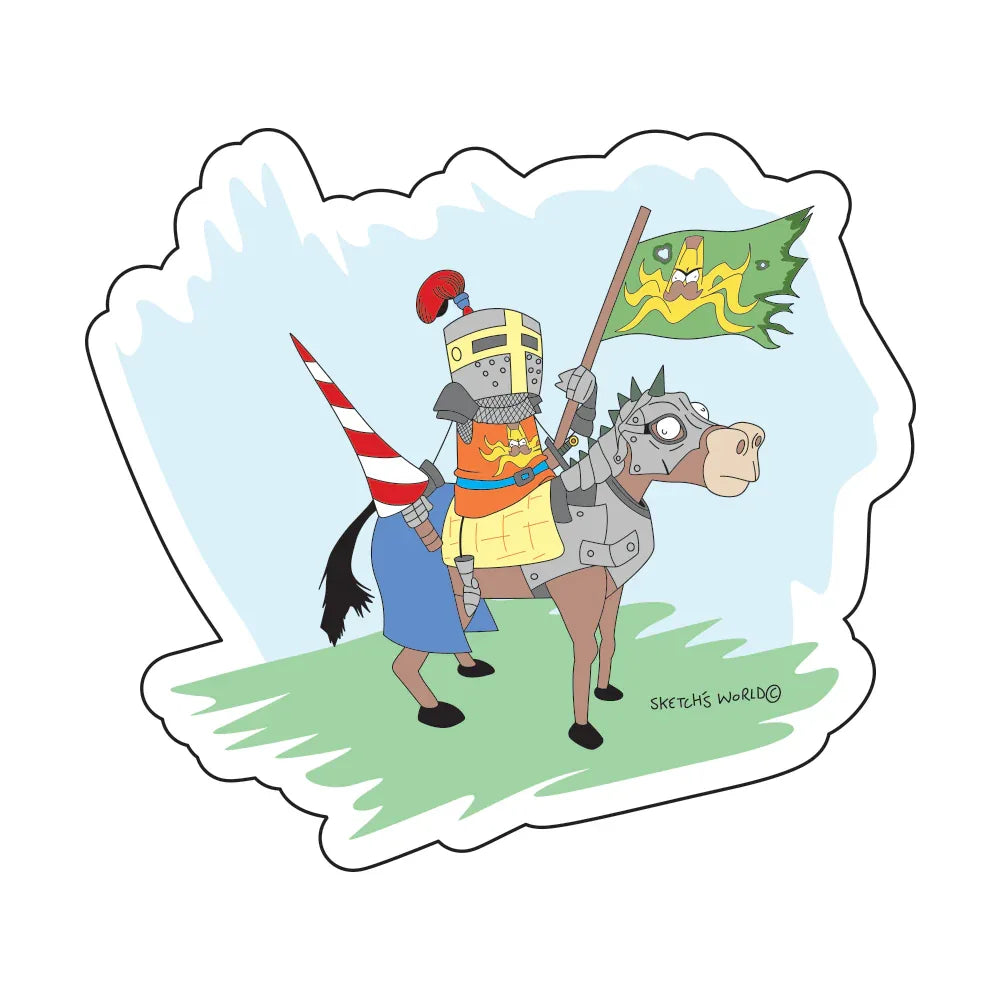 Tactical Gear Junkie Stickers Sketch's World © Knight on Horse - 3.5x3 inch Sticker