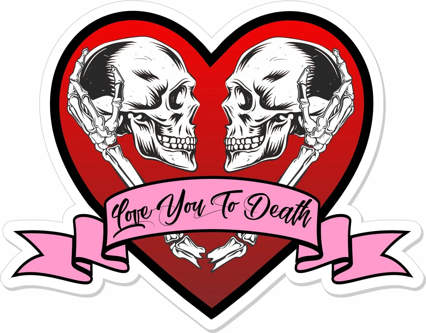Skeleton Hearts - Love you to Death - 3.5" Sticker