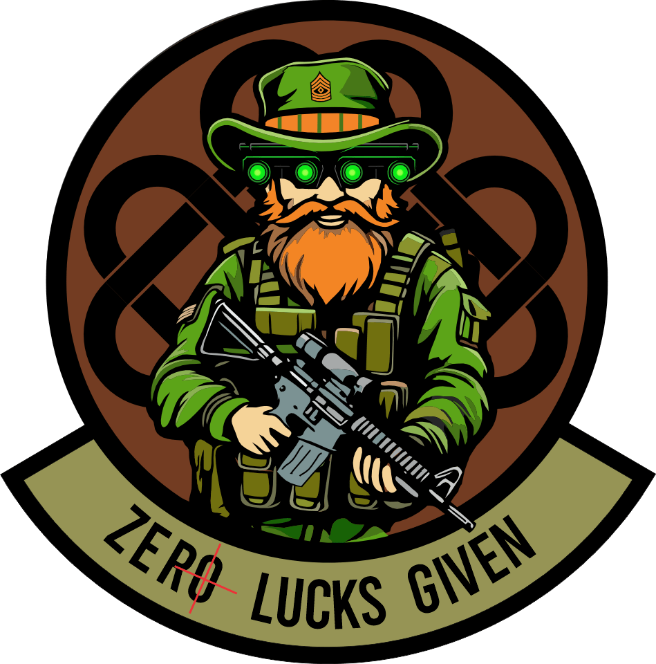 STICKER March 2024 POTM - Zero Lucks Given Tactical Recon Leprechaun with Night Vision Goggles- 3.5"
