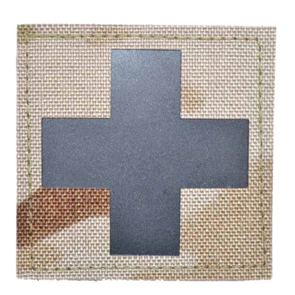 Tactical Gear Junkie Patches MultiCam Arid CORDURA® / Black Non Reflective Medic Cross Laser Cut - 2x2 CORDURA® Patch