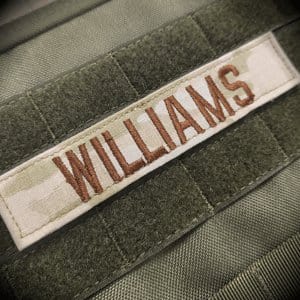 Tactical Gear Junkie Name Tapes Spice Brown 2 Piece Custom Air Force Name Tape Set w/ Hook Fastener Backing - 3-Color OCP