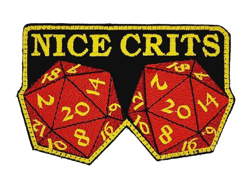 Nice Crits D&D - Roll a set of Natural 20 - Yes they are real - 2.5 x 3.75" Embroidered Patch