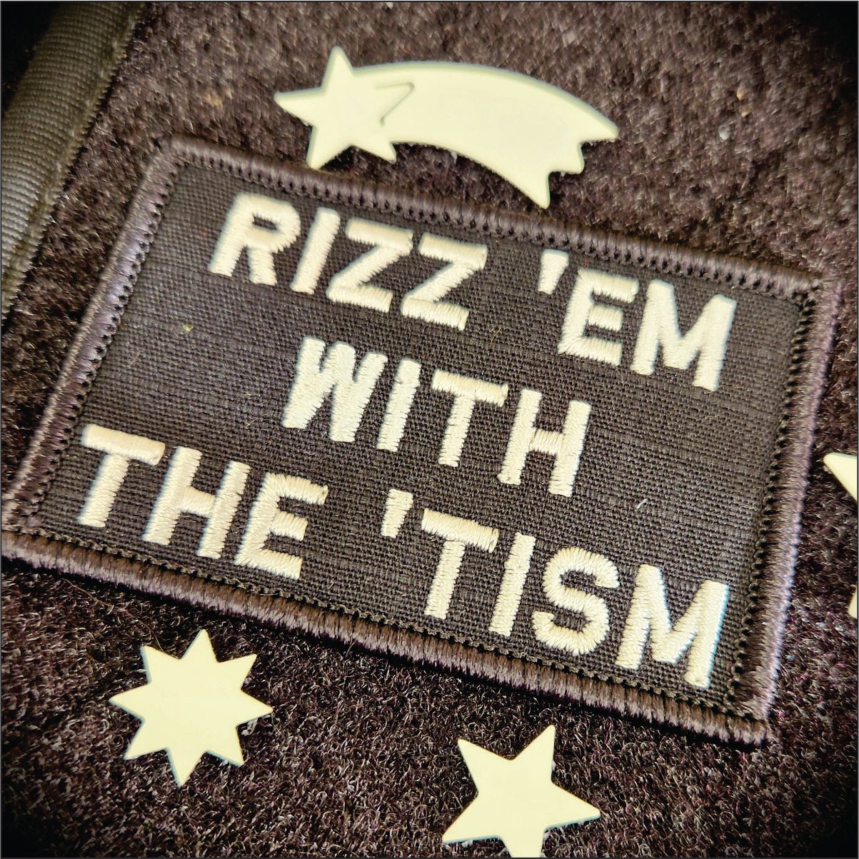 Rizz 'Em With The 'Tism Playful Unique Gen Z Style Embroidered Patch - 2x3 inches