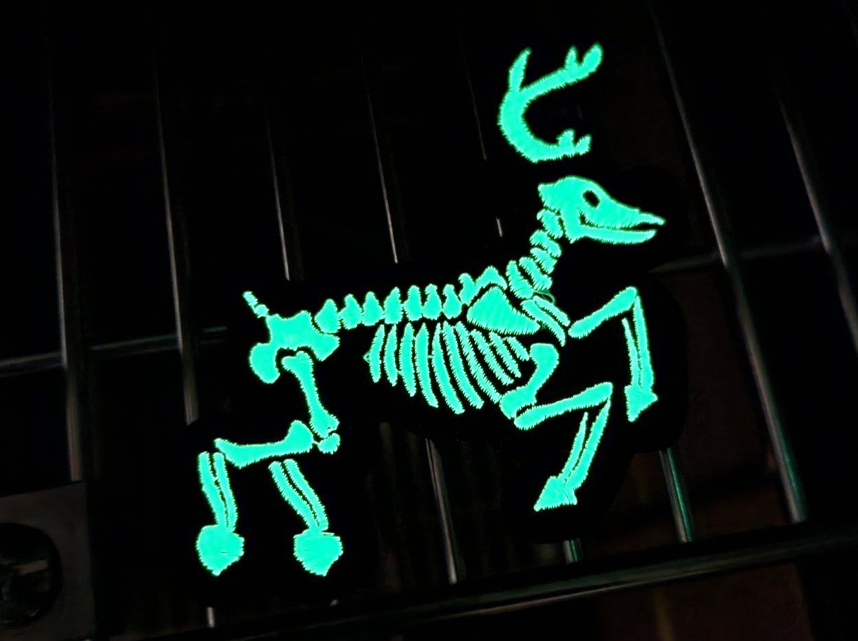Skeleton Rudolph Reindeer GID Glow in the Dark 4" Embroidered Patch