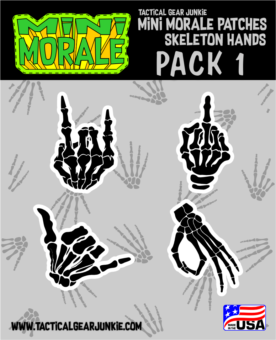 Tactical Gear Junkie Mini Morale - Skeleton Hands Patch Pack 1